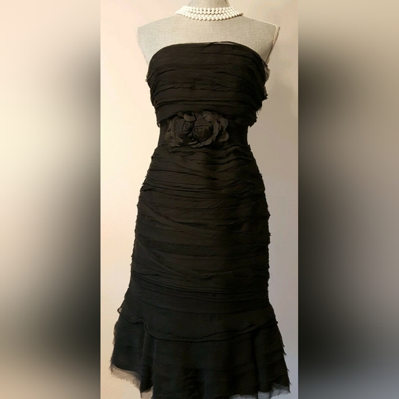 *$4,900 OSCAR DE LA RENTA STUNNING RUNWAY SILK BLACK RUFFLE DRESS GOWN US 4 - Picture 3 of 12